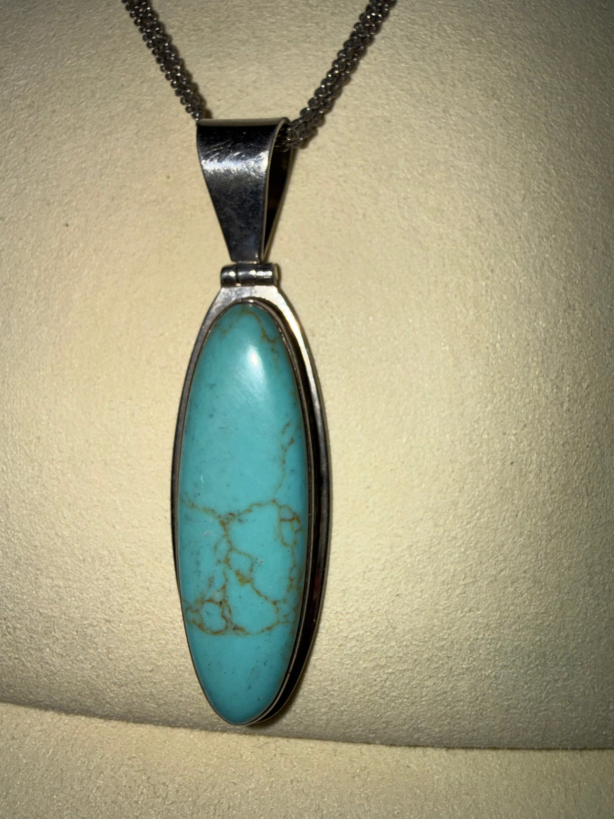Turquoise Triple-Strand SS Chain Pendent