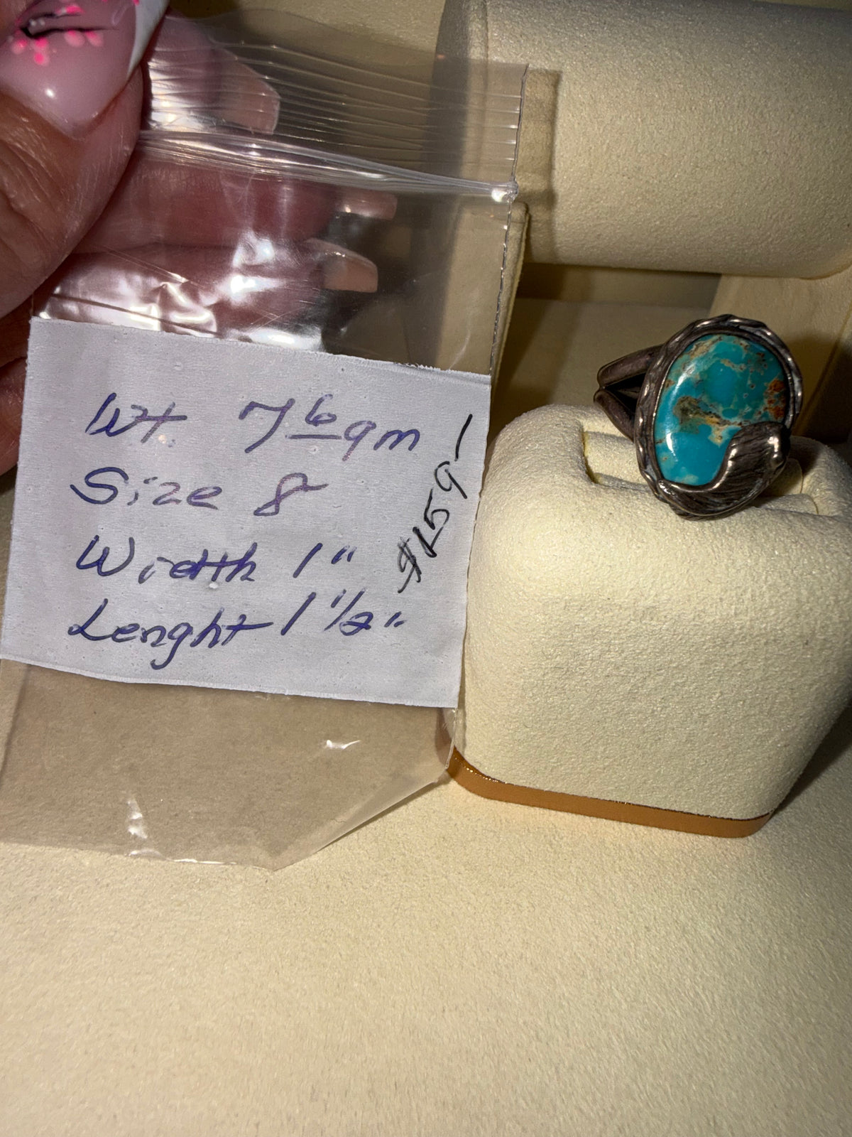 Turquoise Feather SS Ring