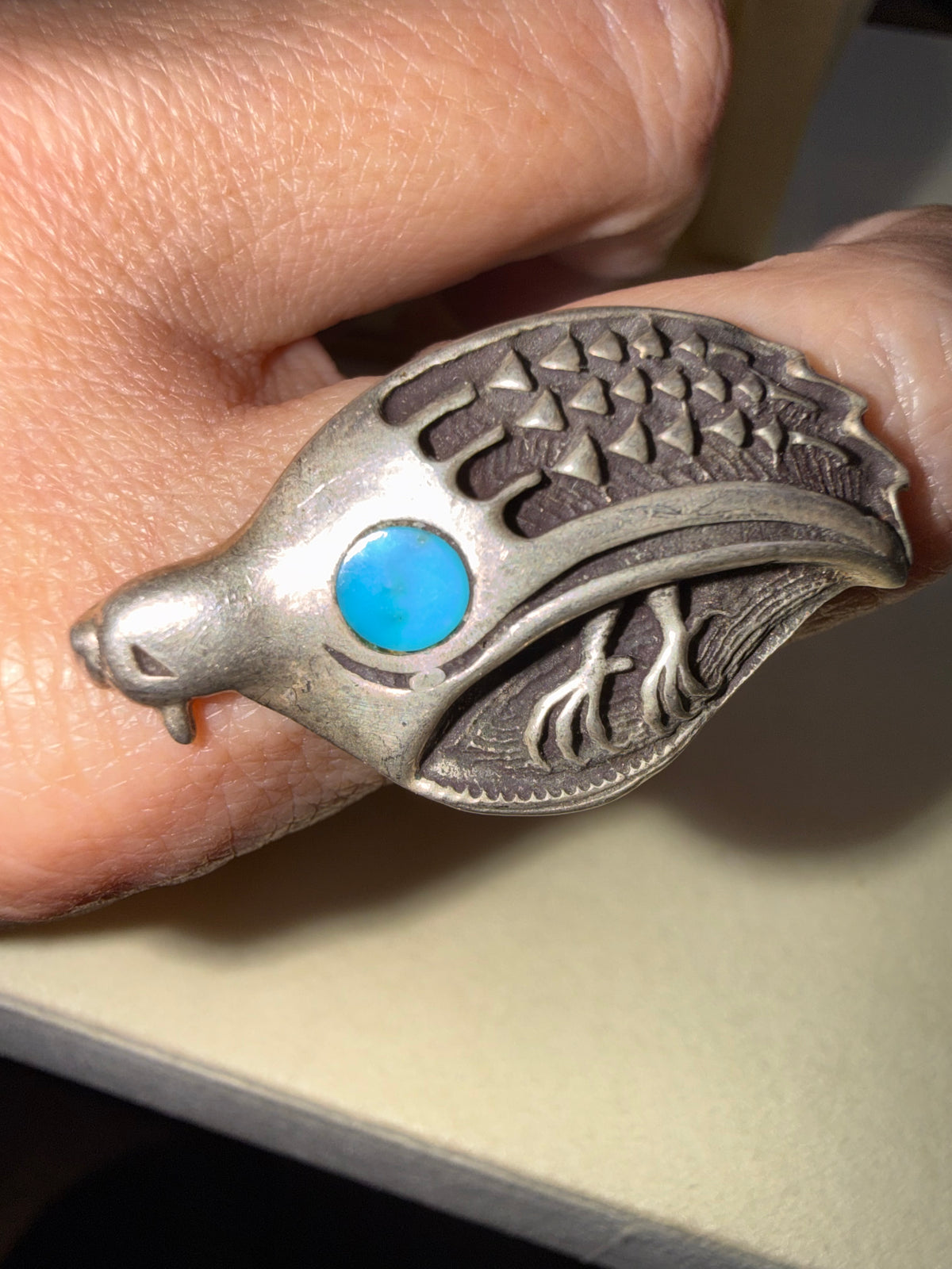Turquoise Bird SS Ring