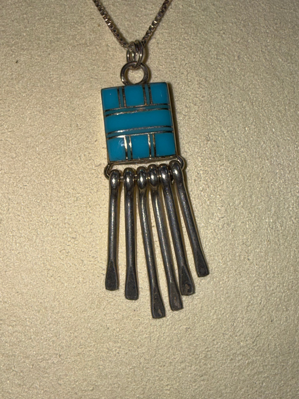 Turquoise Dangle Fringe SS Pendent