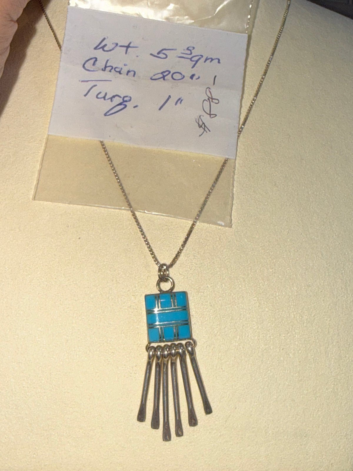 Turquoise Dangle Fringe SS Pendent