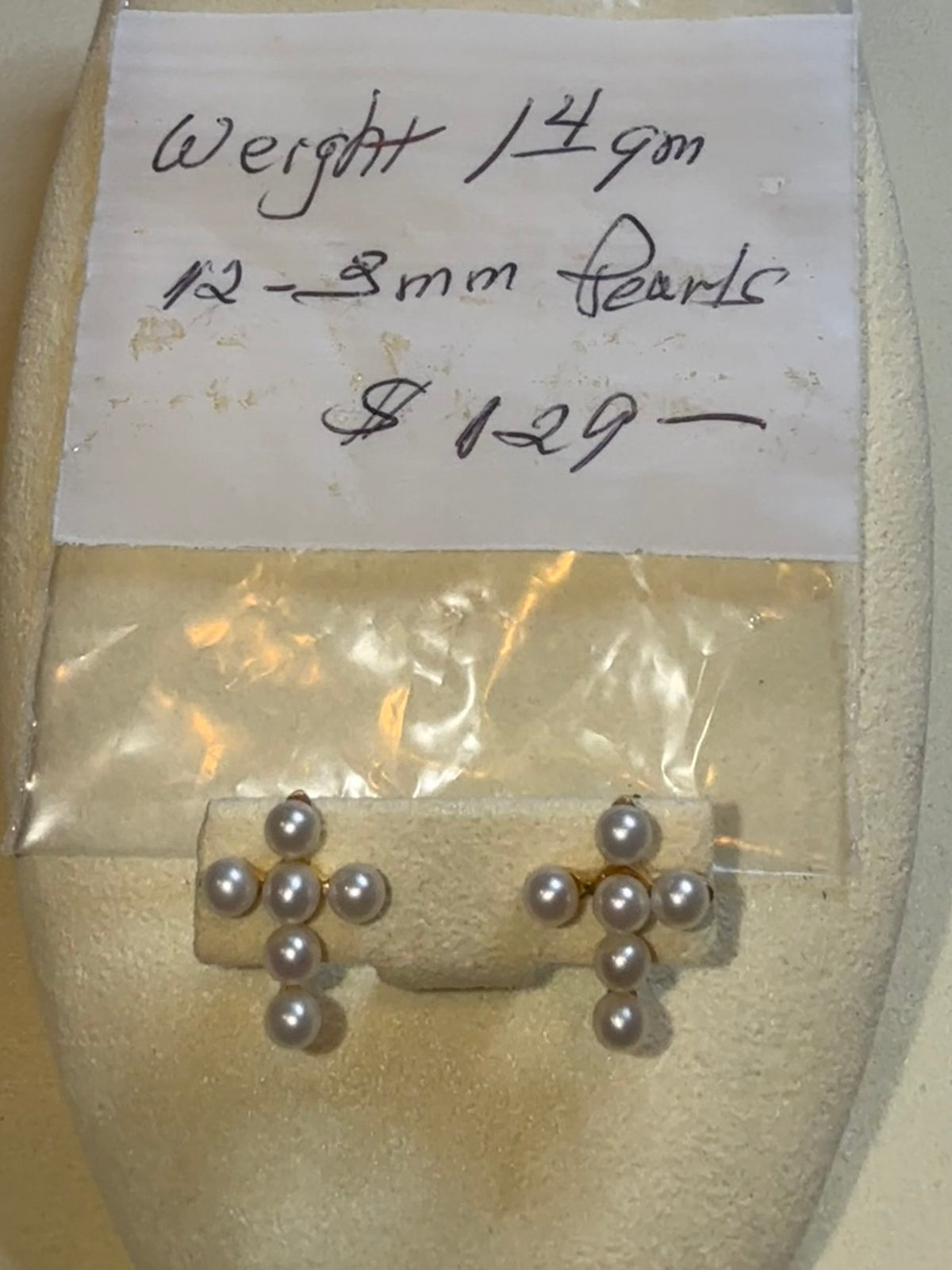 Pearl Cross 14KT Earrings